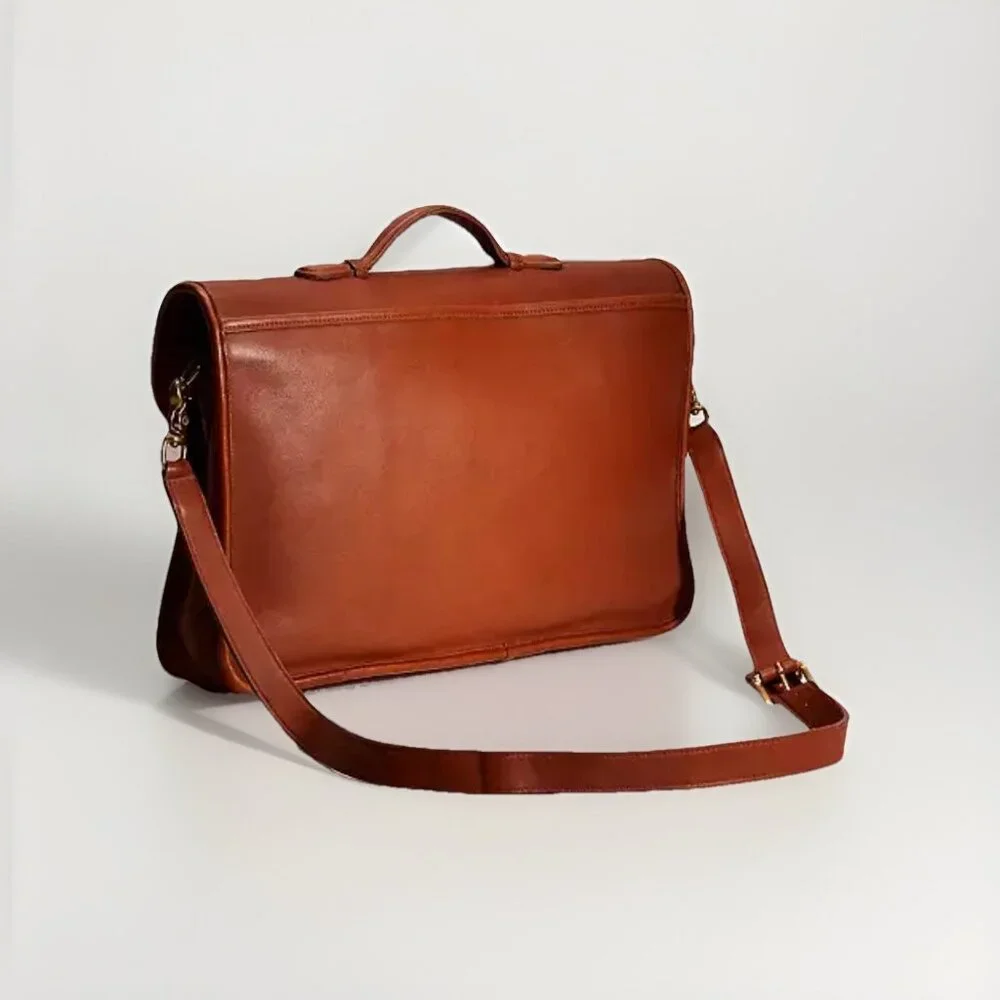 Coach Vtg Lexington British Tan Leather Briefcase Business‎ Case Office C9675